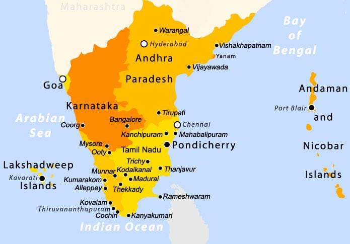 sur mapa de la India