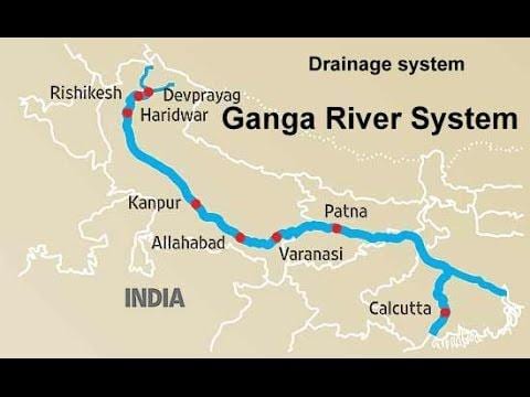 ganga río en la India mapa