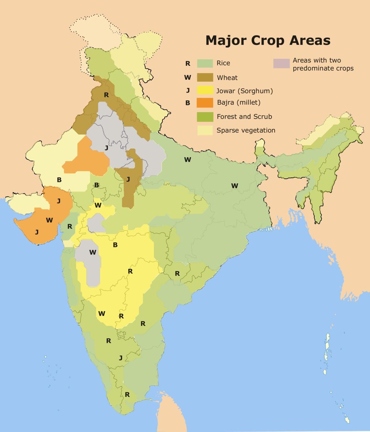 mapa de la agricultura de la India