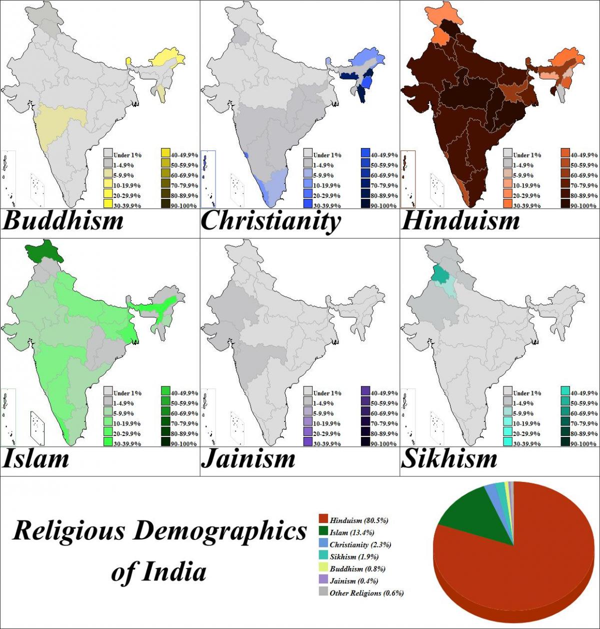 mapa de la India la religión