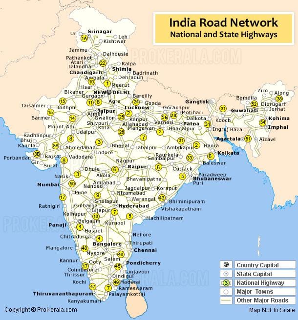 mapa de las autopistas de la India