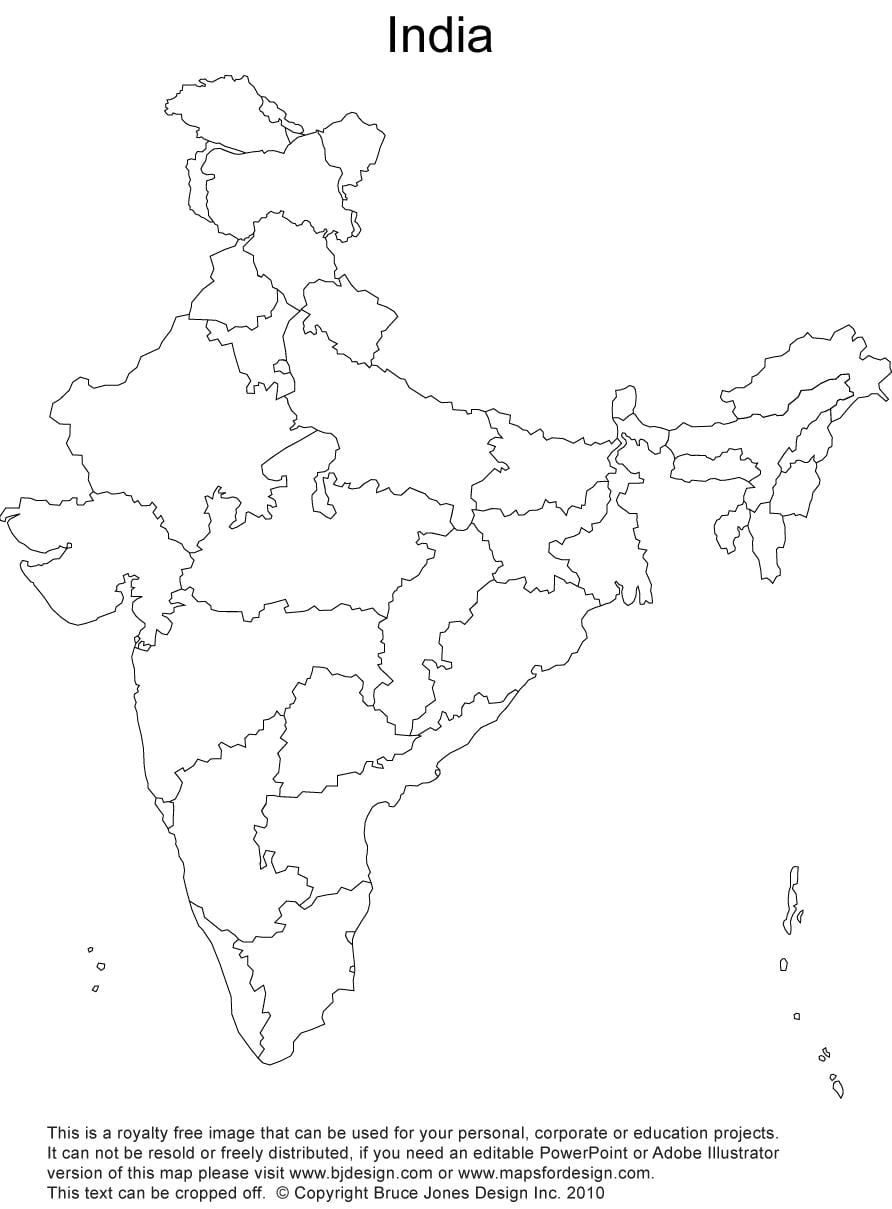 La India políticos mapa de esquema