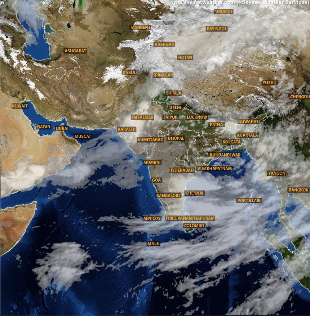 La India satélite mapa del tiempo