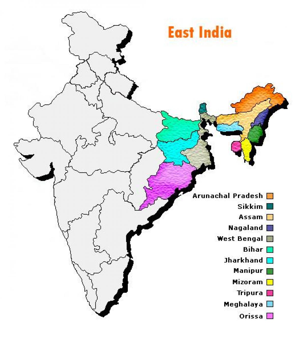 Los Estados Orientales De La India Mapa 
