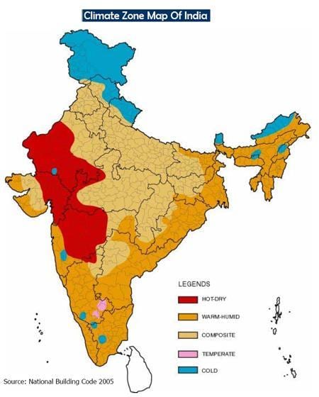 mapa climático de la India