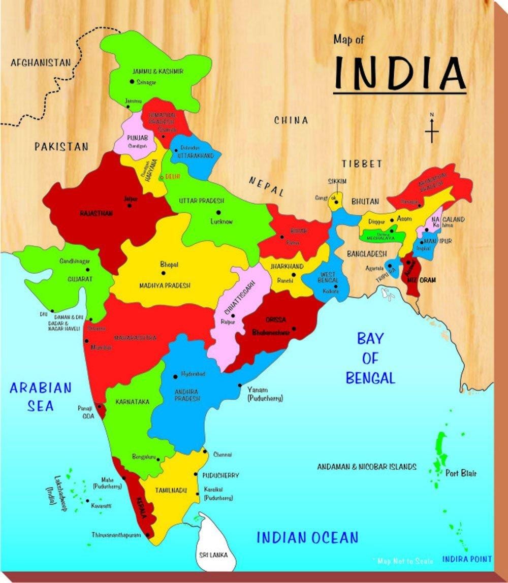 La India mapa para niños