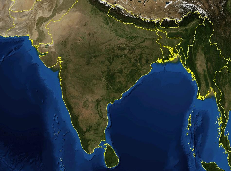 mapa de la India satélite