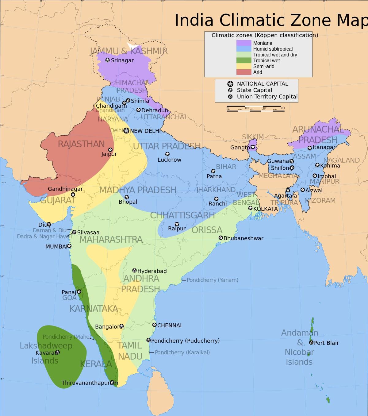 monzón mapa de la India