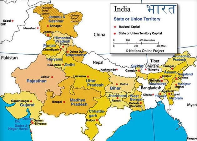 mapa del norte de la India occidental