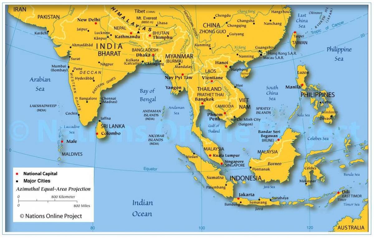 mapa del subcontinente Indio