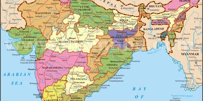 Mapa de la India del norte con las ciudades