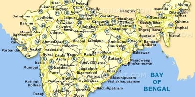 Mapa de carreteras del norte de la India