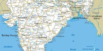 Mapa de carreteras del sur de la India