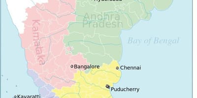 El sur de la India mapa político