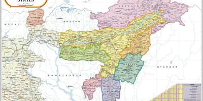 Mapa de la India del norte oriente