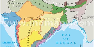 La India física de la división de mapa