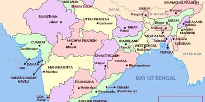 La India mapa de los estados y sus capitales