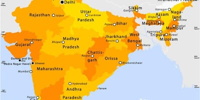 La India mapa de los estados