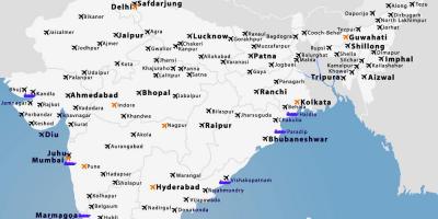 Mapa de aeropuertos en India
