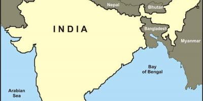 La India mapa con fronteras