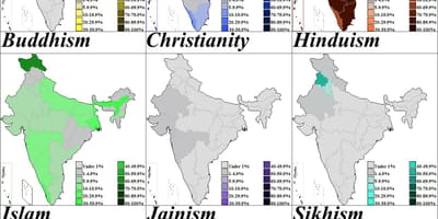 Mapa de la India la religión