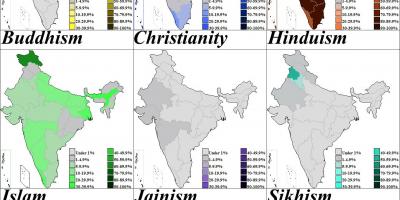 Mapa de la India la religión