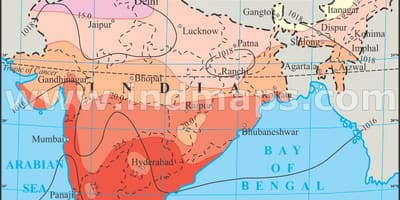 Mapa de temperaturas en la India