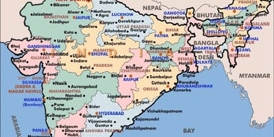 Mapa político de la India con los estados