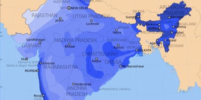 La India precipitaciones mapa