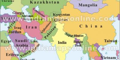 Mapa de la India con los países vecinos