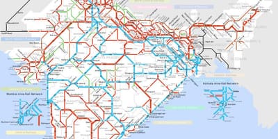 Mapa de trenes de la India