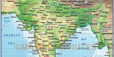 Mapa en relieve de la India