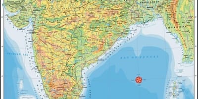 La India en el mapa físico