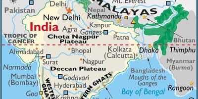Mapa de montañas en la India