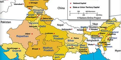 Mapa del norte de la India occidental