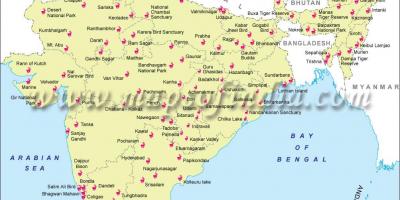 Mapa de la India santuarios de vida silvestre